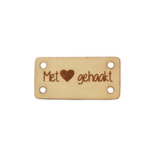 Leren label 3x1,5 cm Met hartje gehaakt